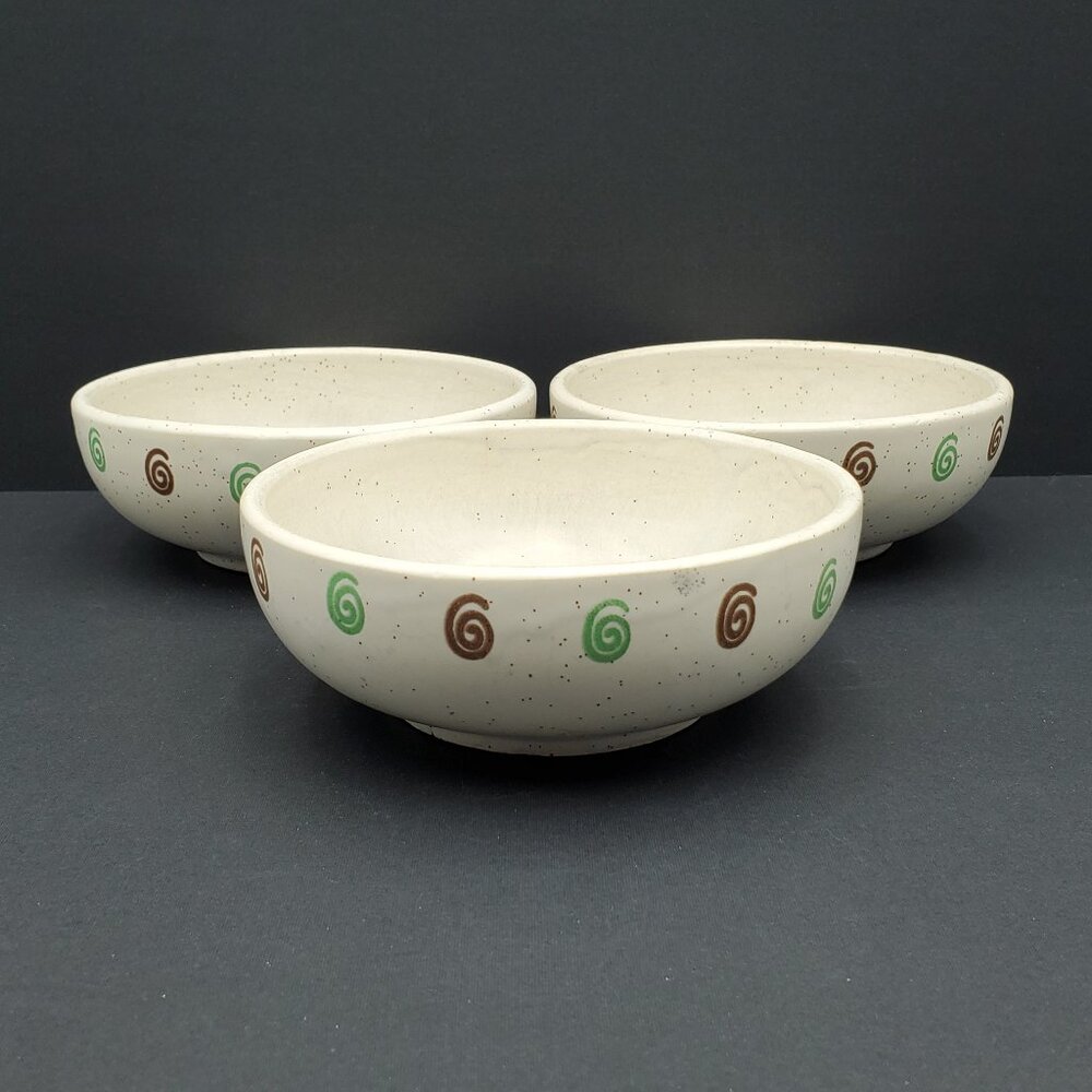 McCoy Pottery Speckled Soup Cereal Bowls McCoy Green Brown Swirl Bowls